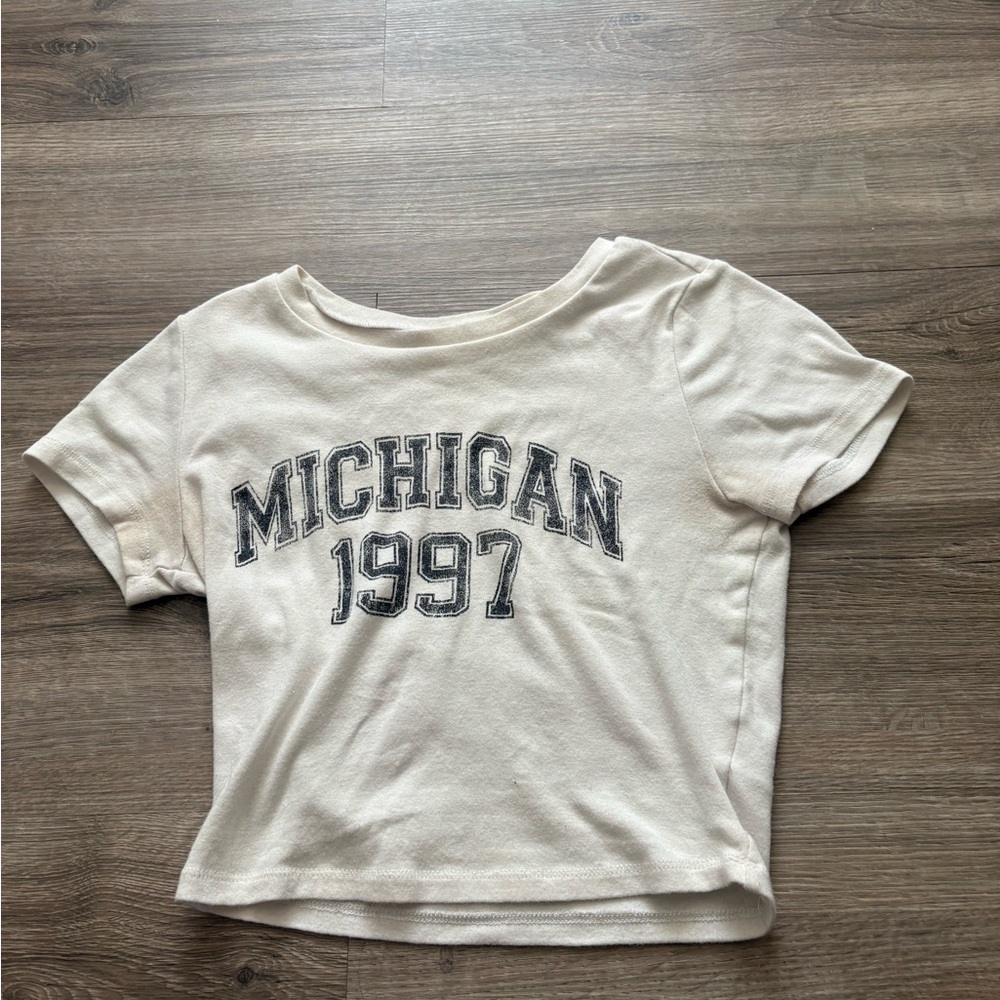 Garage Cream Michigan Graphic Crop Top